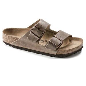 Arizona Natural Leather Oiled Slide Sandals Tabacco Brown Size 34